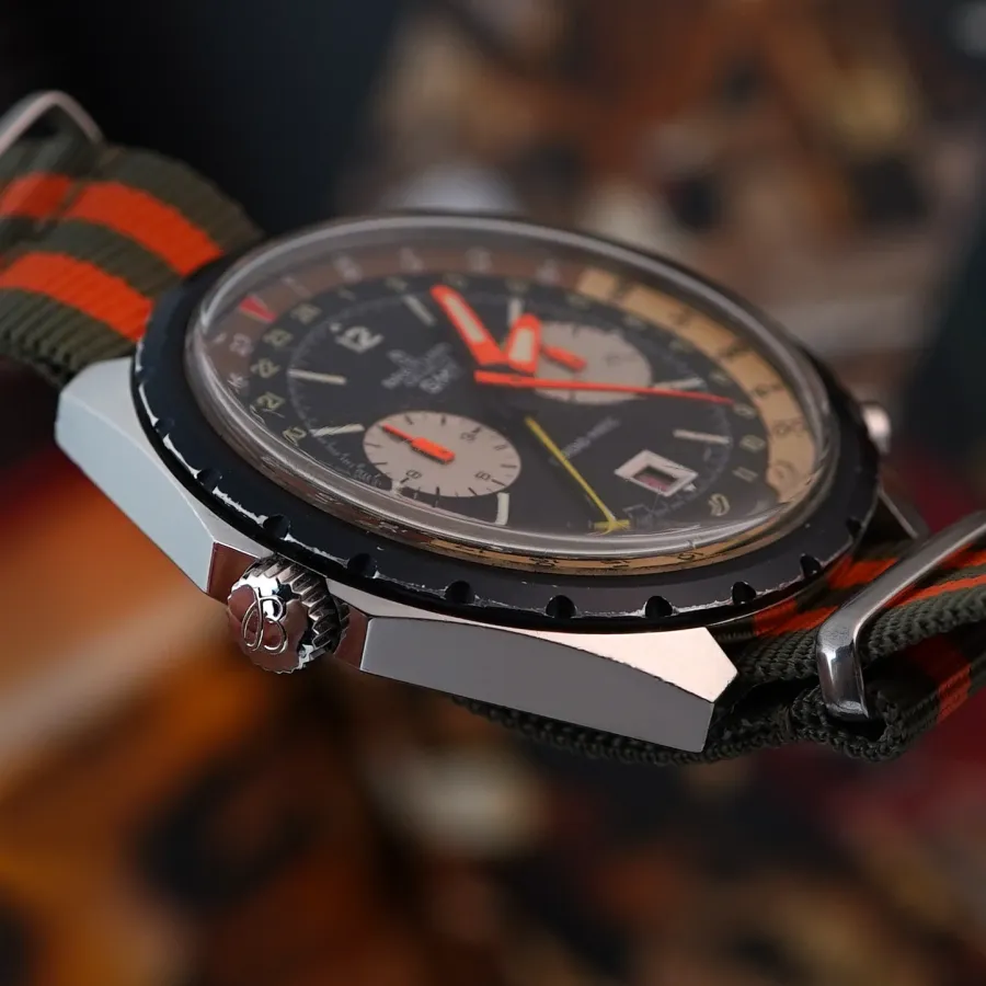 Breitling Chrono-Matic GMT 2115 Box and Papers - crisp unpolished case