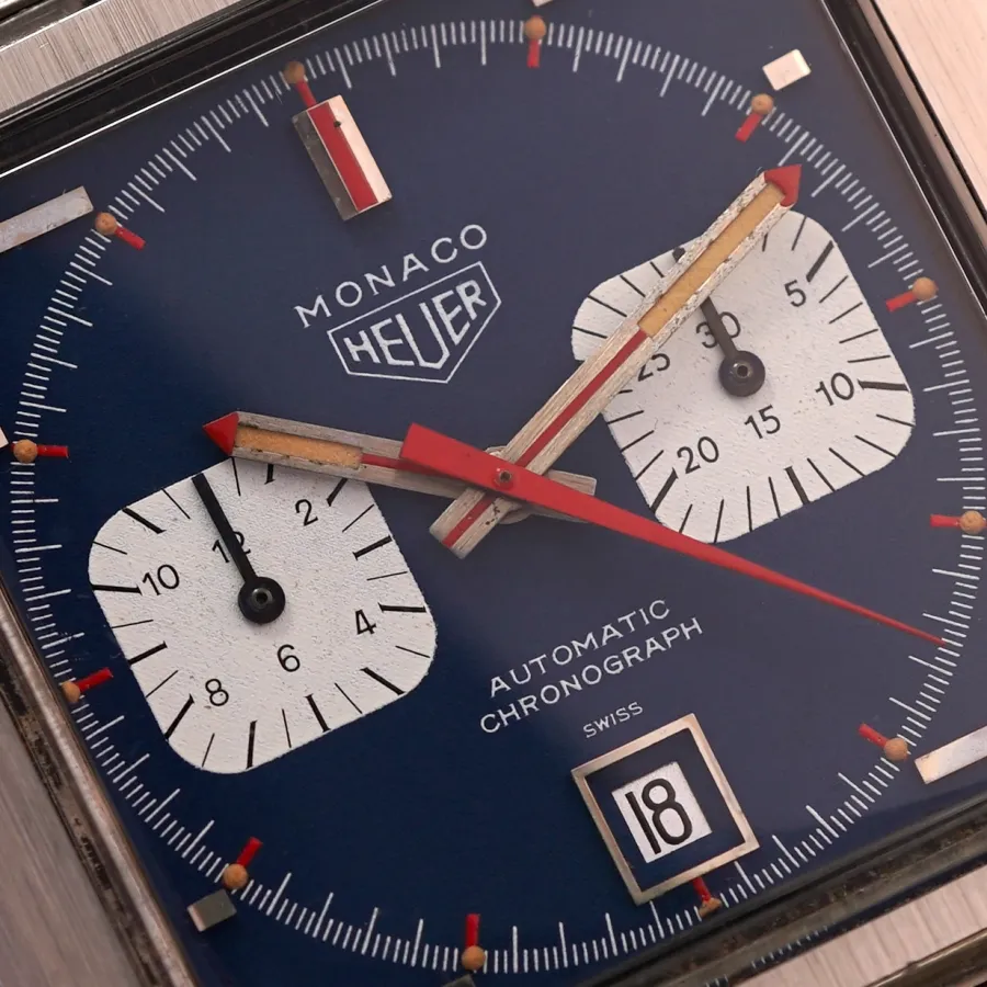 Heuer Monaco 1133B Blue - Steve McQueen - fantastically preserved dial with warm patina in the tritium