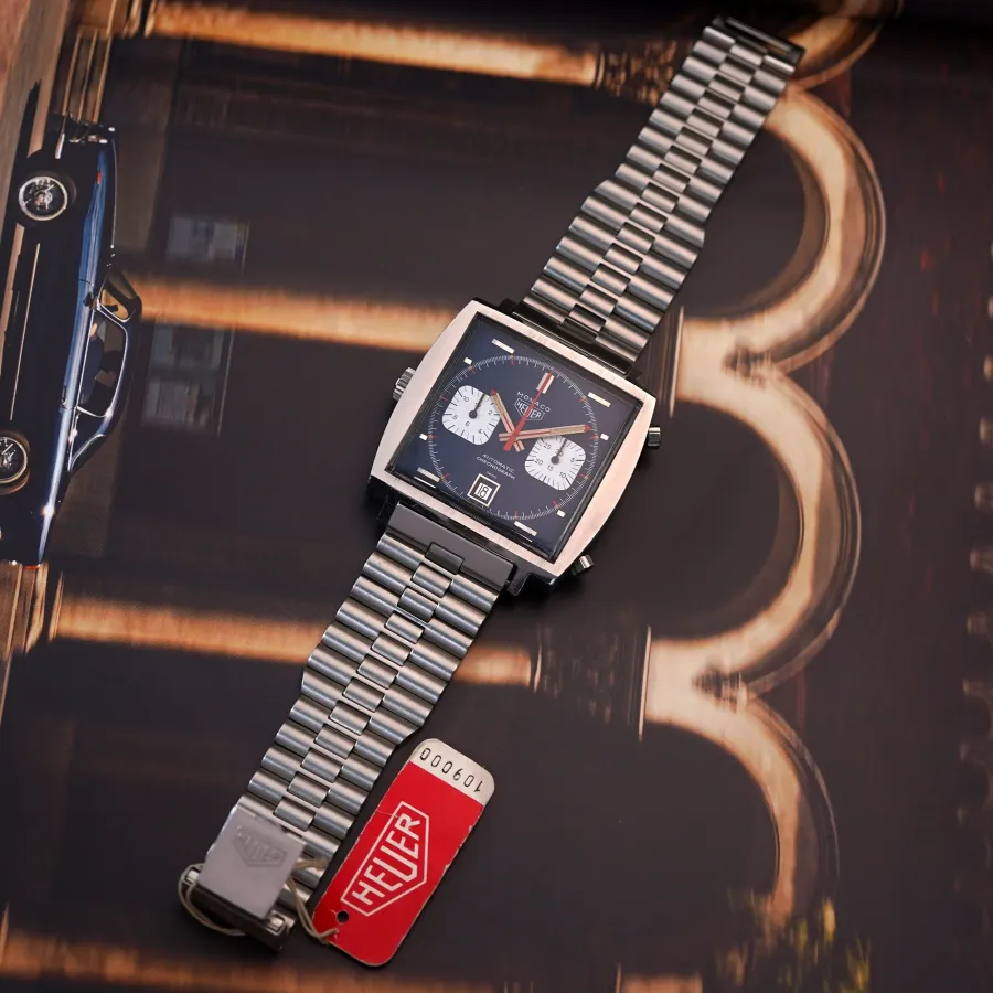 Heuer Monaco 1133B Blue - Steve McQueen - original stainless steel bracelet