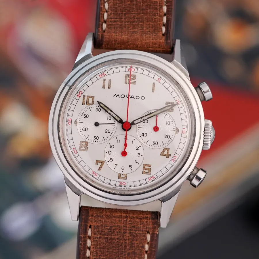 Movado M95 Chronograph 19038 - Borgel Case - rare vintage chronograph from 1952