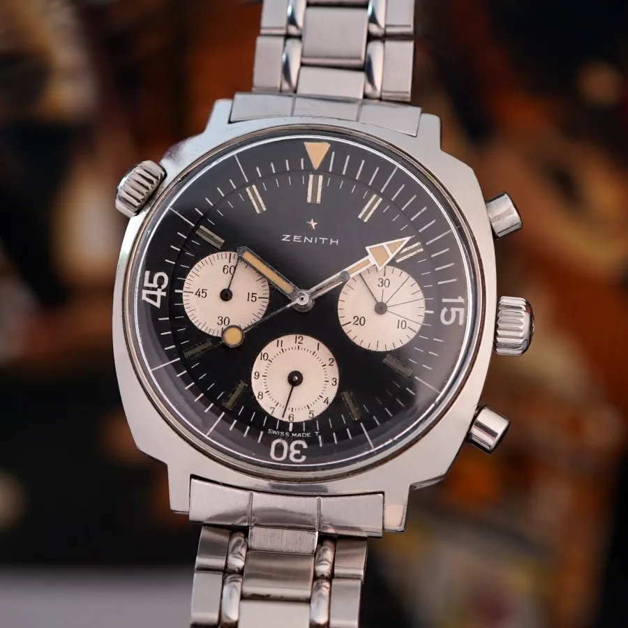 Zenith Super Sub Sea A3736 Reverse Panda - highly attractive and rare Zenith chronograph from the 60s