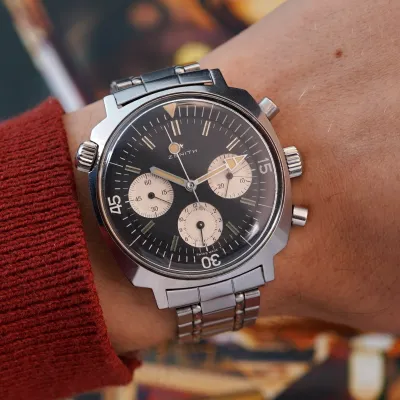 Vintage Zenith Super Sub Sea A3736 Reverse Panda