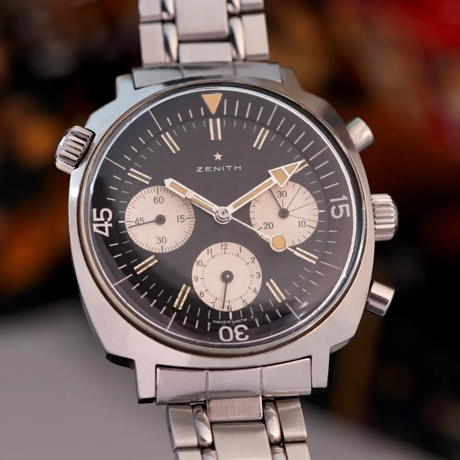 Zenith Super Sub Sea A3736 Reverse Panda - beautiful hand set with a lollipop seconds hand