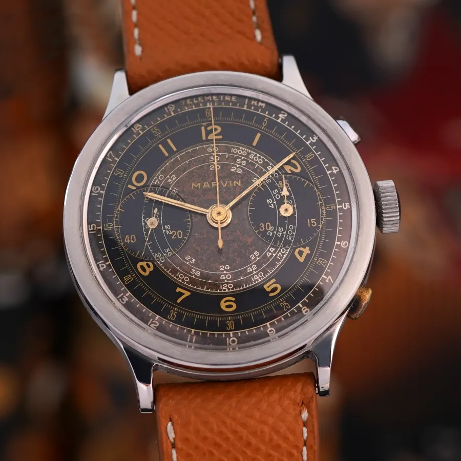 Marvin Chronograph Jumbo Tropical - tachymeter snail scale, telemeter scale