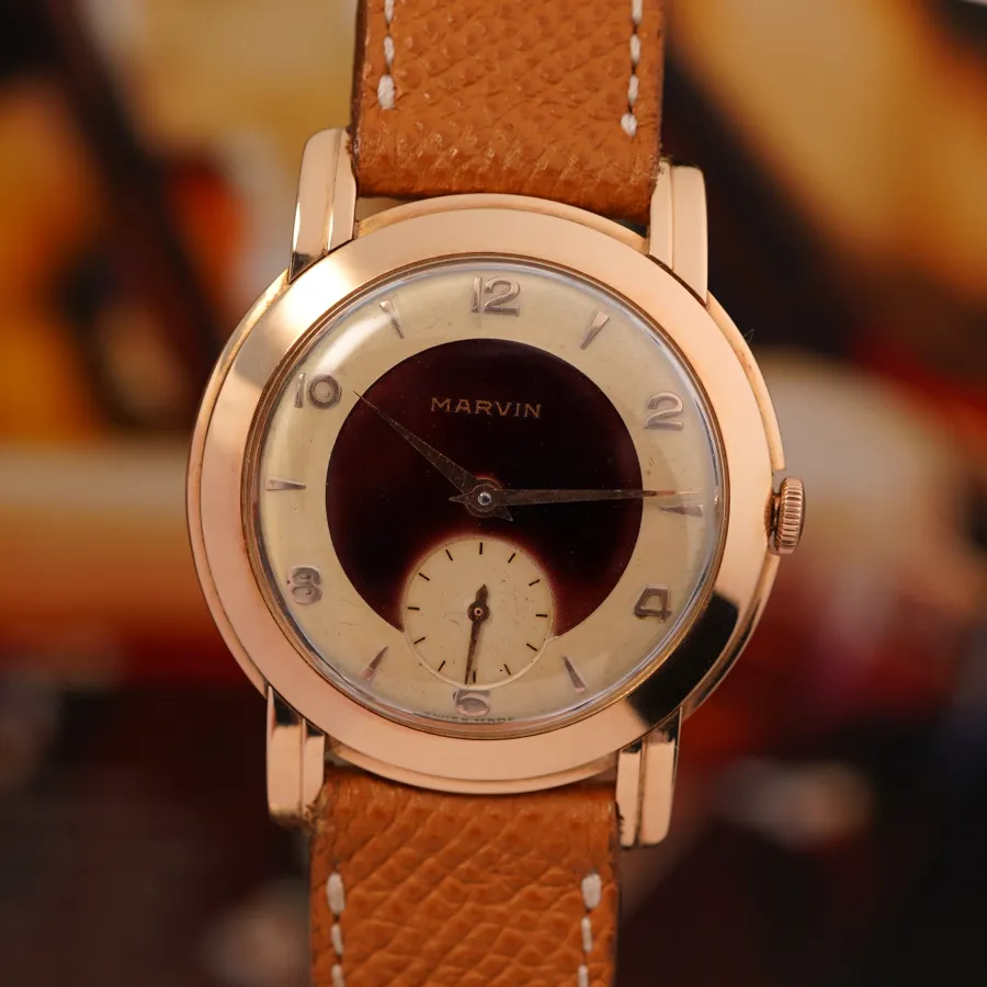 Marvin Time-Only - Purple Enamel Pink Gold - rare purple enamel dial