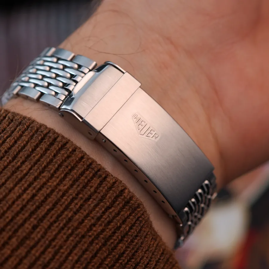 Heuer Carrera 1153 Mick Jagger - Original Bracelet - originales Gay-Frères Edelstahl Armband