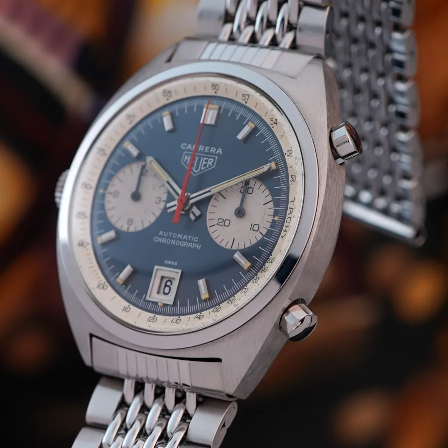 Heuer Carrera 1153 Mick Jagger - Original Bracelet - Kissengehäuse in hervorragendem Zustand