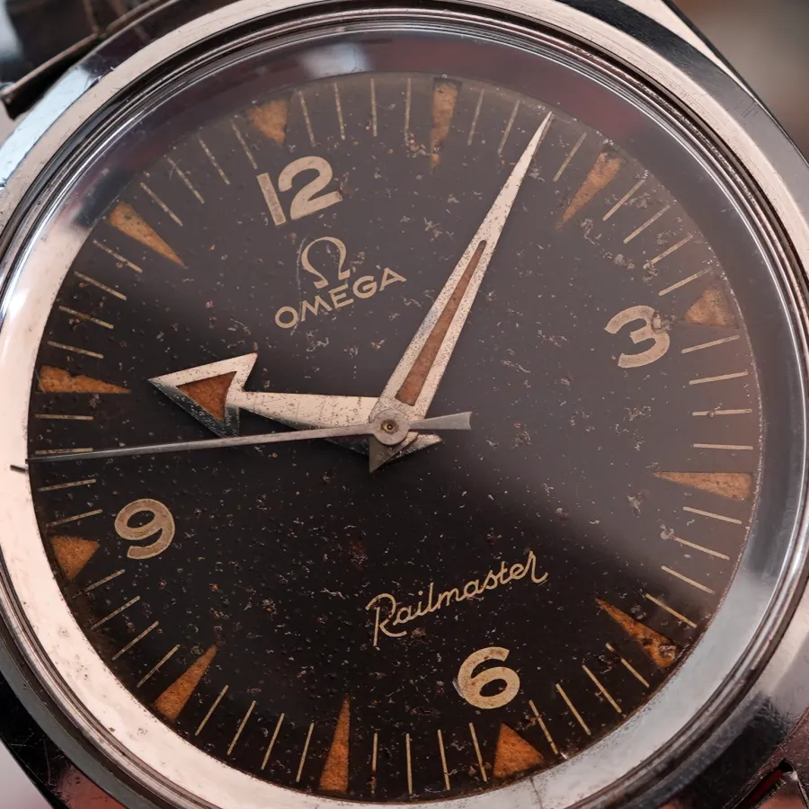 Omega Railmaster CK 2914 - Stunning Patina - beeindruckende Patina des ehemals schwarzen Zifferblatts