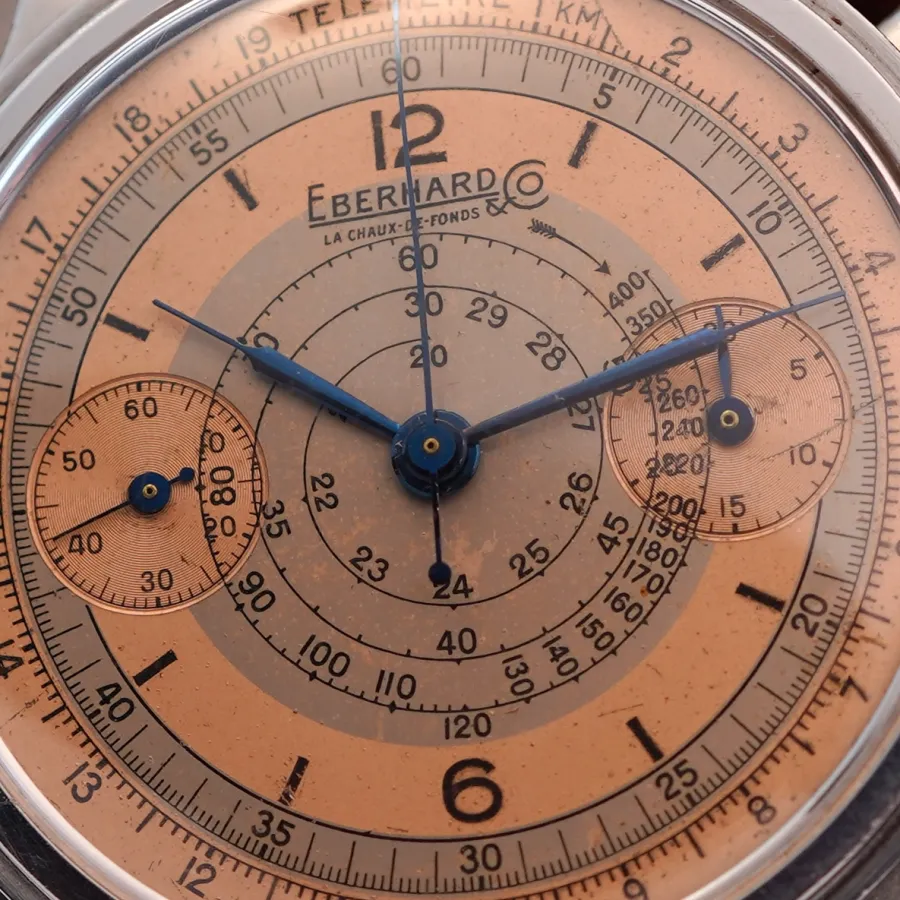 Eberhard Pre Extra Fort Salmon-Gray Dial - gray-salmon two-tone dial with natural patina