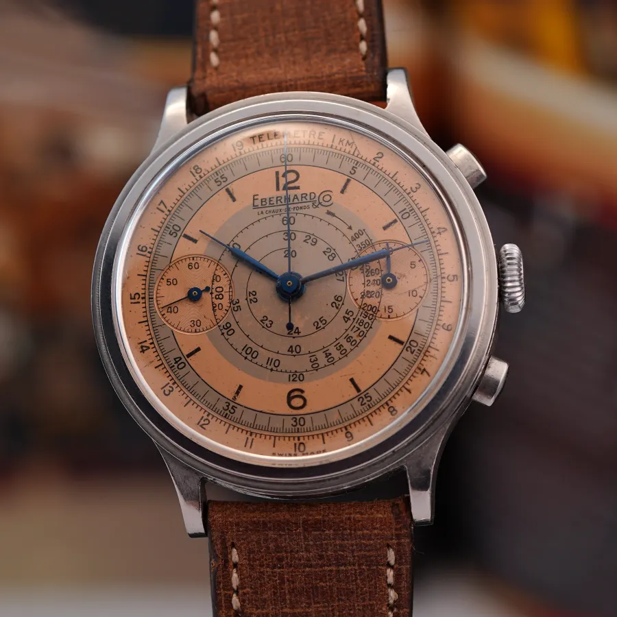 Eberhard Pre Extra Fort Salmon-Gray Dial - 40mm stainless steel case