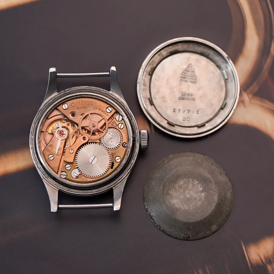 Omega British Military RAF 2777-1 SC 53 Thin Arrow - model reference 2777-1 SC inside the back, anti-magnetic cover