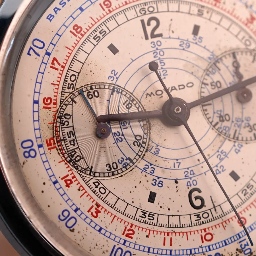 Movado M90 Chronograph 19008 - 35mm - attraktives und komplexes Zifferblatt mit authentischer Patina