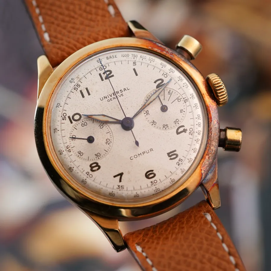 Universal Genève Compur 12482 Spillman Gold - diamond-shaped hands