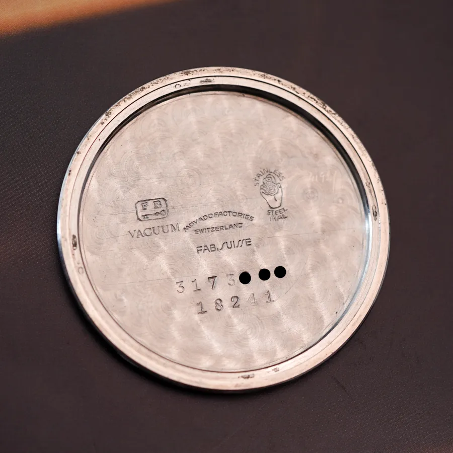 Movado 18241 FB Francois Borgel Case - correct engravings inside the back: serial number, reference and FB stamp