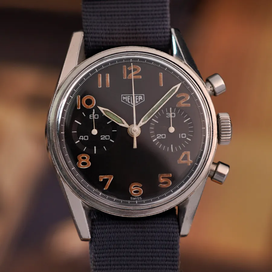Heuer Carrera 7753 Belgian Air Force - hervorragend erhaltenes Zifferblatt mit originaler Leuchtmasse