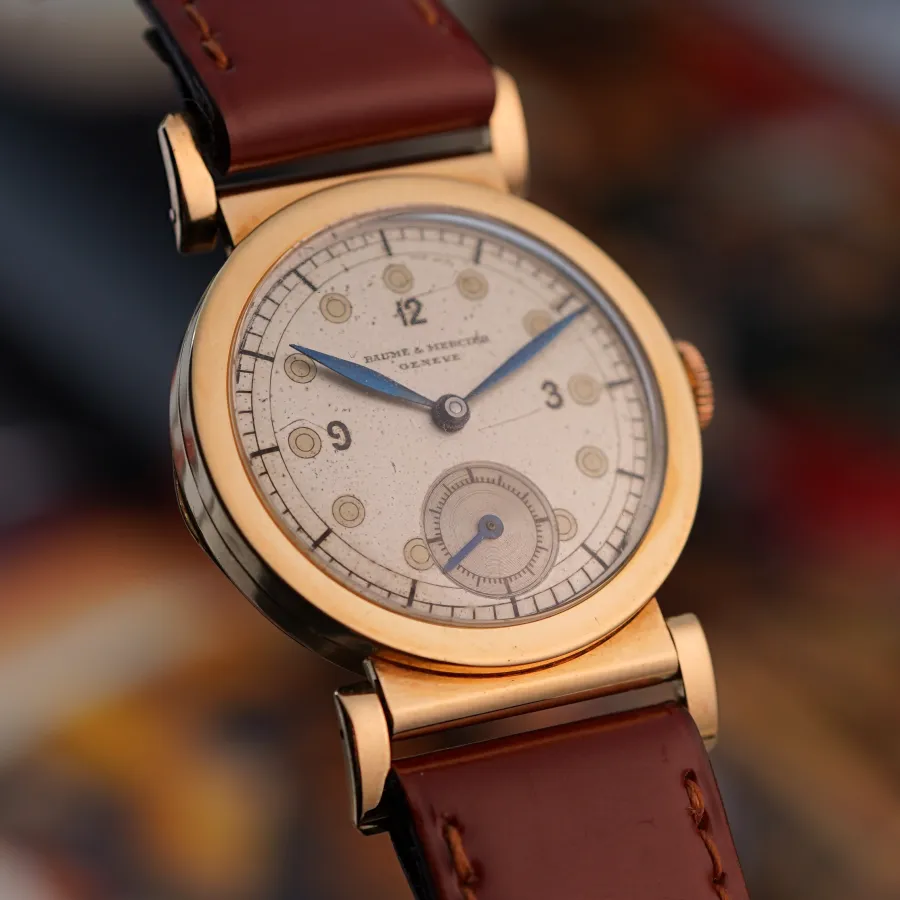 Baume & Mercier Time Only 18k Gold - Flexible Lugs - kleine Sekunde, blaue Zeiger