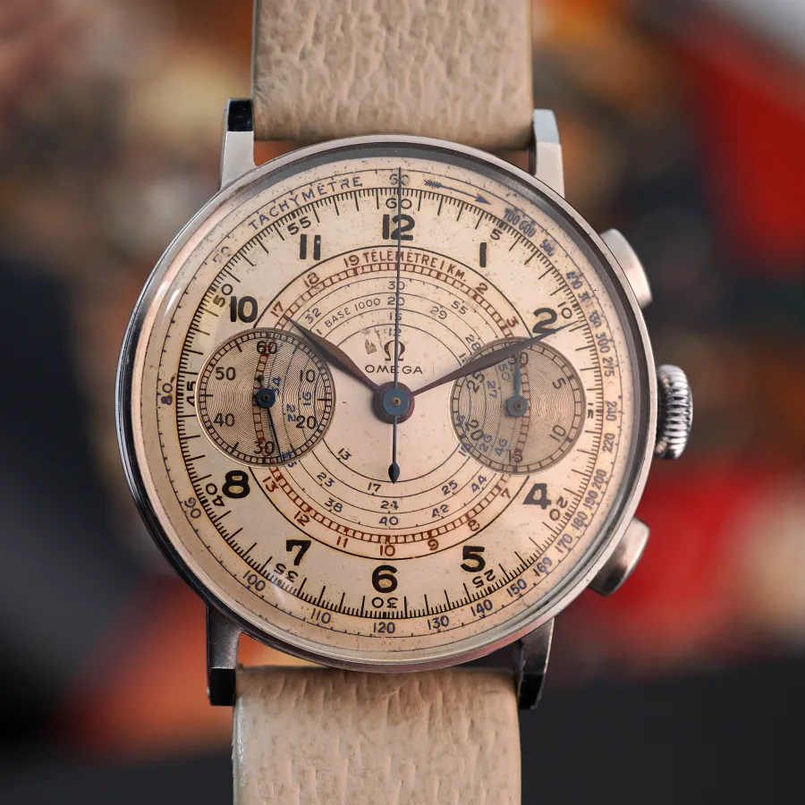 Omega Chronograph CK2393 Two-Tone Dial - complicated dial with three scales