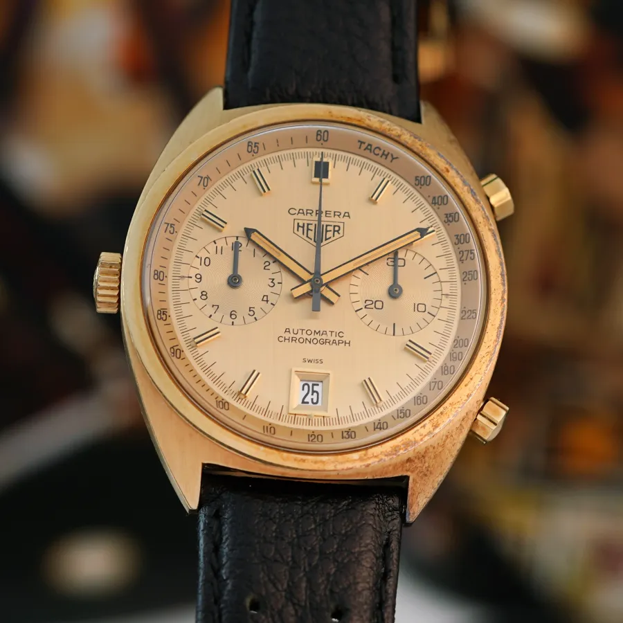 Heuer Carrera 1158 CH - Box - the legendary Carrera in its rare gold variant