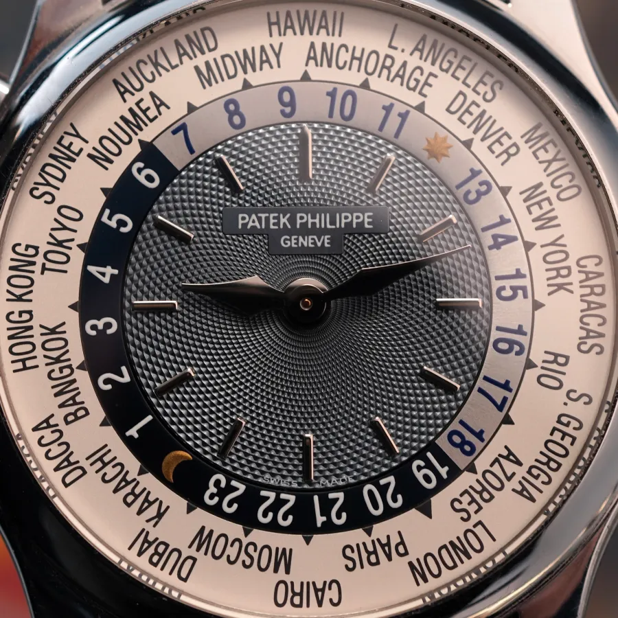 Patek Philippe World Time 5110P Full Set - weißer Außenring signiert mit 24 Städten