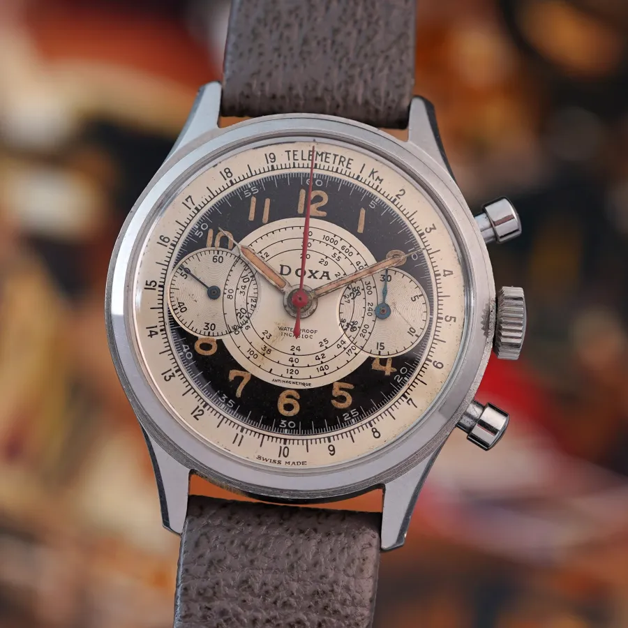 Doxa Chronograph Exotic Two-Tone Dial - rare 1940s chronograph with an exotic dial