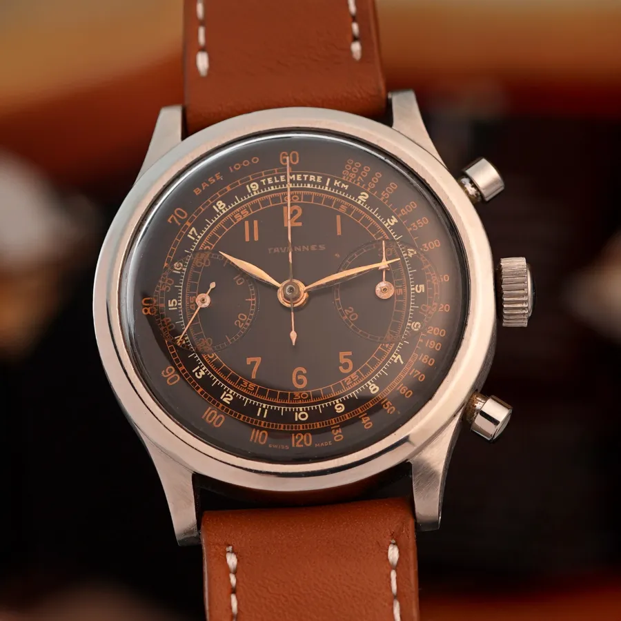 Tavannes Chronograph Exotic Dial - 38mm Clamshell Case - großes 38mm Edelstahl-Gehäuse