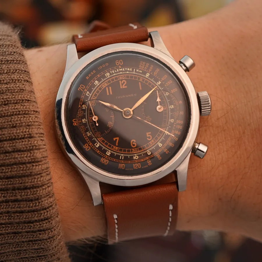 Tavannes Chronograph Exotic Dial - 38mm Clamshell Case