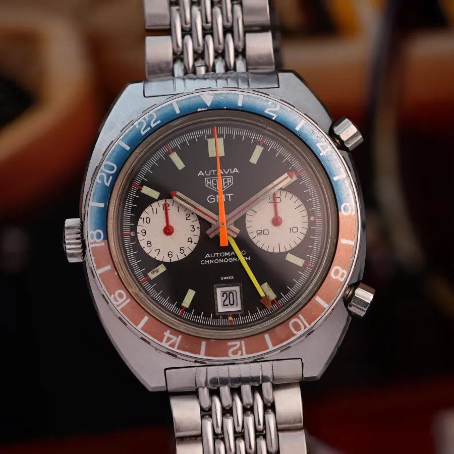 Heuer Autavia 1163 GMT - Faded Bezel - verblichene Lünette