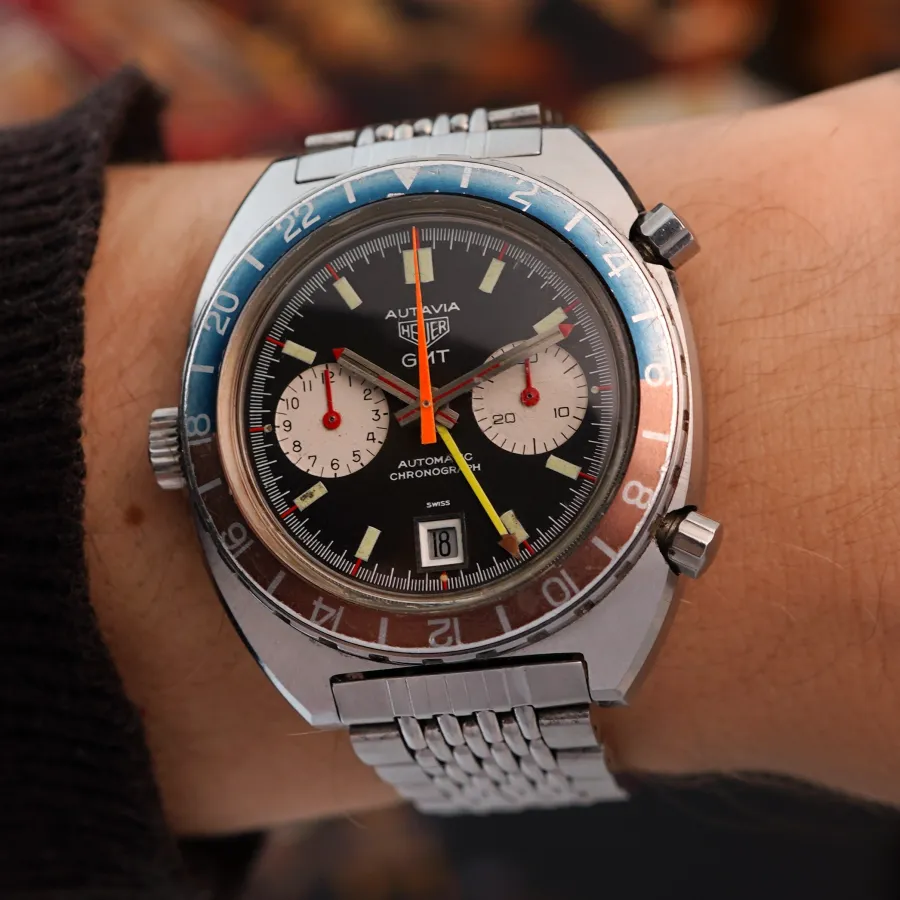 Heuer Autavia 1163 GMT - Faded Bezel - wunderschöner, bunter Vintage-Look