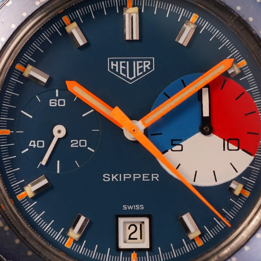 Heuer Skipper 73464 Regatta Chronograph - makelloses blaues Zifferblatt mit großem 15 Minutenzähler