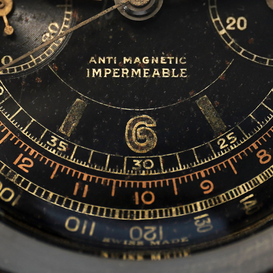 Vetta Impermeable Chronograph Black Galvanic - 38 mm - nostalgic patina