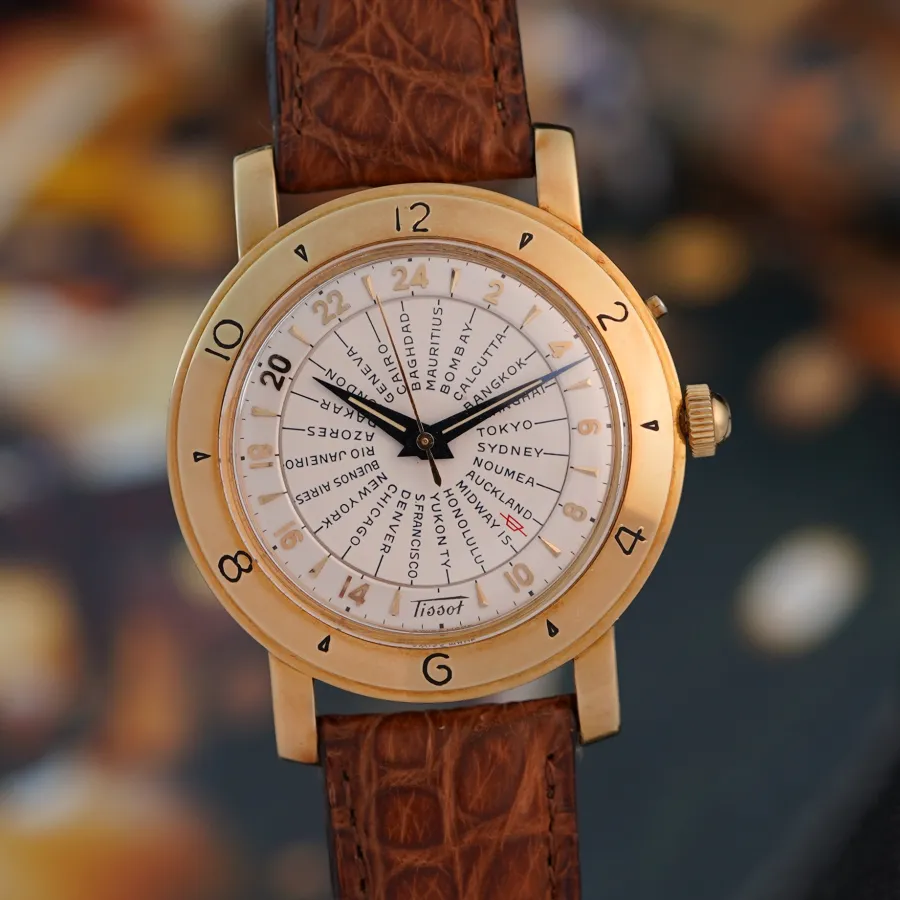 Tissot Navigator Worldtimer 4002-50 NOS - 36 mm gold case