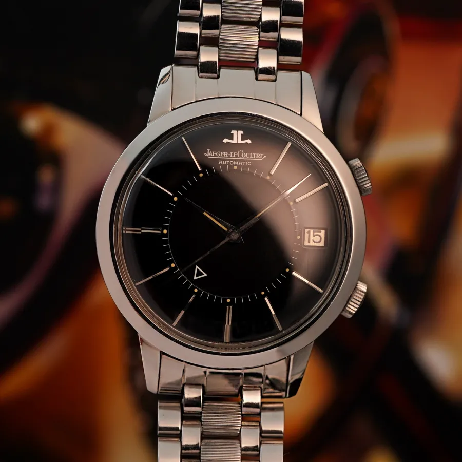Jaeger-LeCoultre Memovox E855 Box und Papiere - seltenes schwarzes Galvanic-Zifferblatt