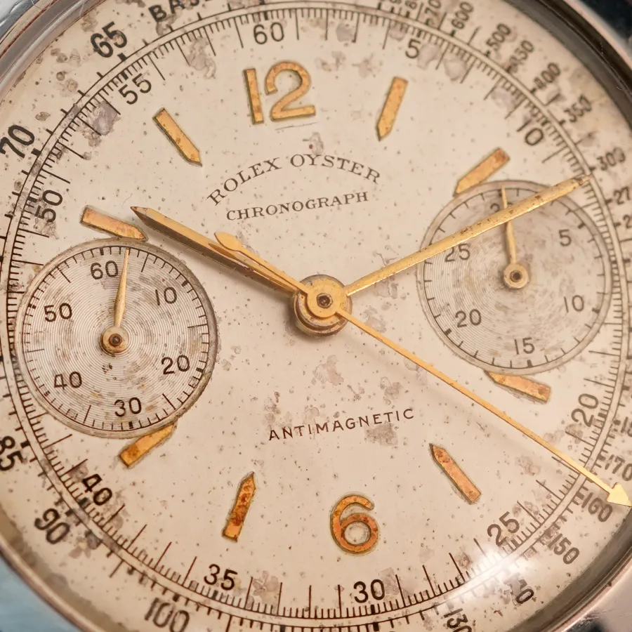 Rolex Oyster Chronograph 3525 "Prisoner of War" - die seltene Besonderheit: 100% originales, unrestauriertes und unberührtes Zifferblatt mit ausgeprägter Patina