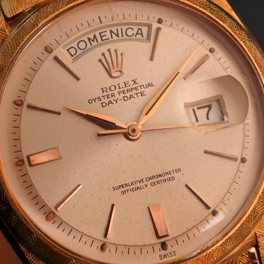 Rolex Day-Date 1806 Rose Gold - Florentine Finish - rose gold doorstop indicies and rose gold hands