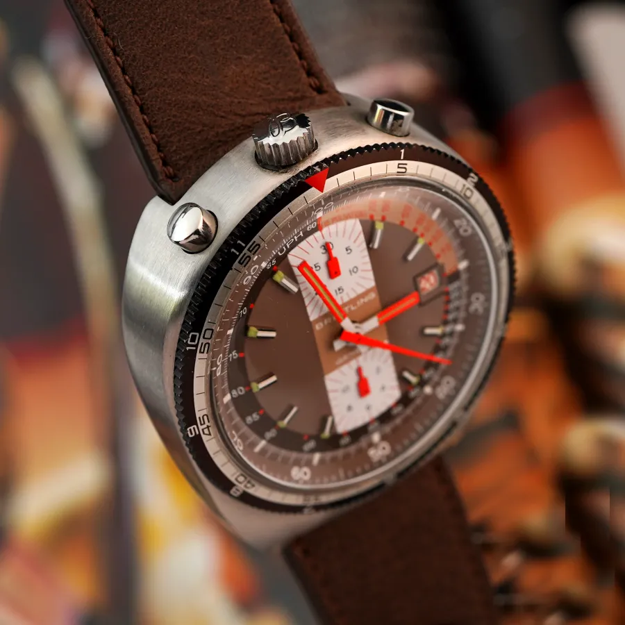 Breitling Bullhead 7101 Manual Wind - crown and chrono pushers are located on the top of the case