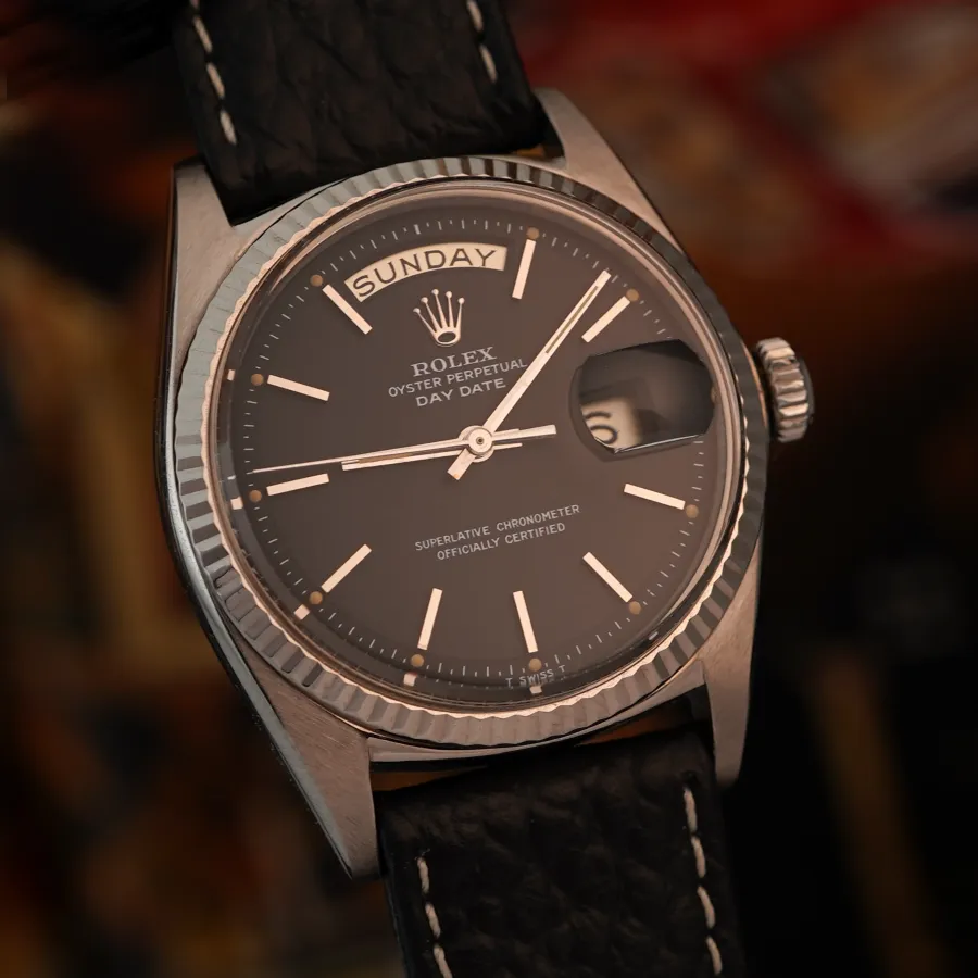 Rolex Day-Date 1803 Black Dial - Original Papers - 18k Weißgold-Gehäuse