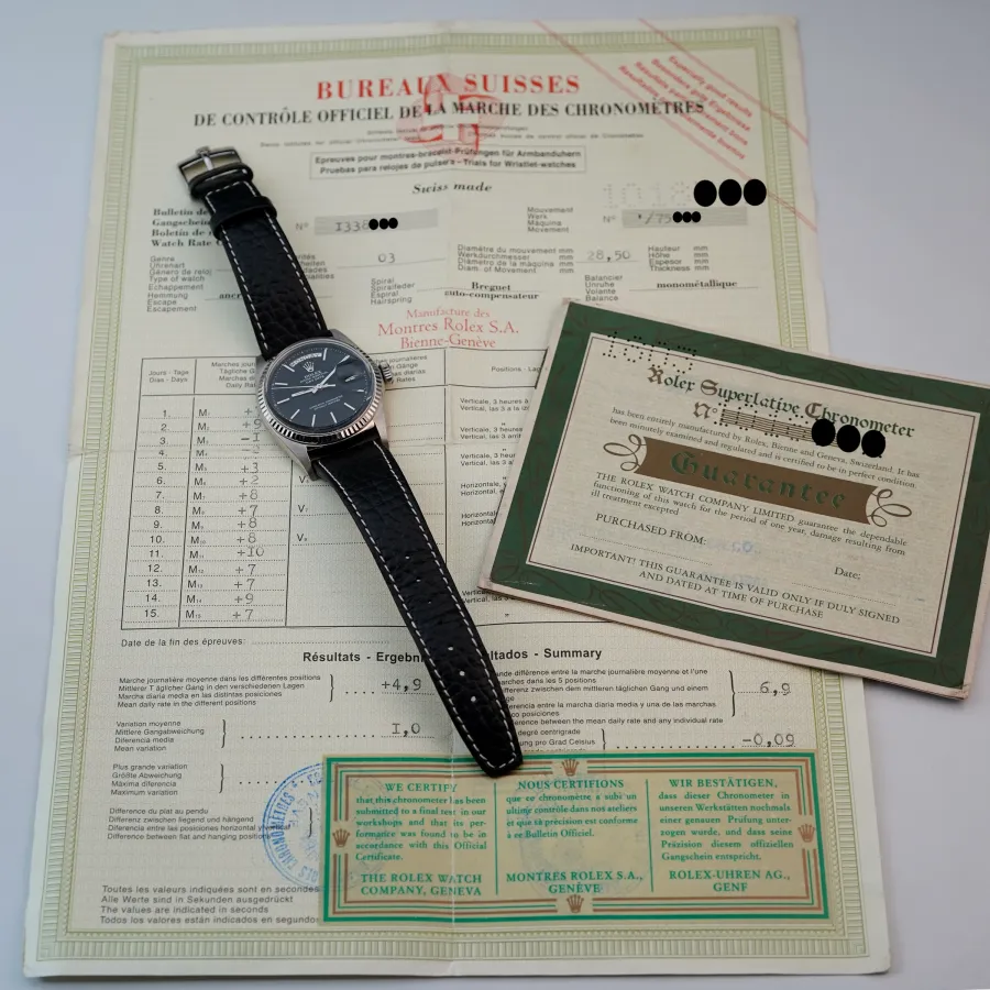 Rolex Day-Date 1803 Black Dial - Original Papers - Gangschein und Chronometerzertifikat