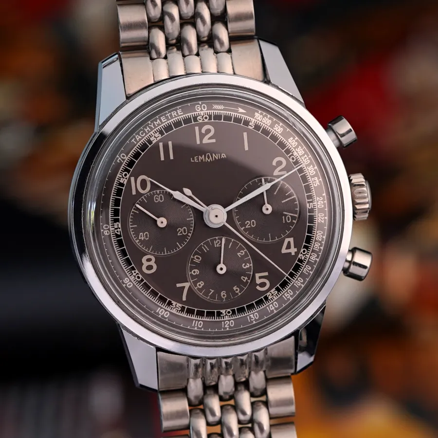 Lemania Chronograph 805 Gray Dial - graues / anthrazit Zifferblatt mit schwarzem Minutenring