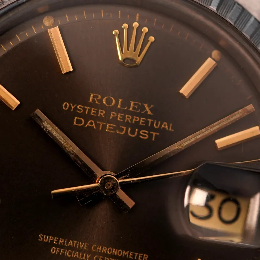 Rolex Datejust 1603 Brown Gray Dial - original tritium lume in markers and hands