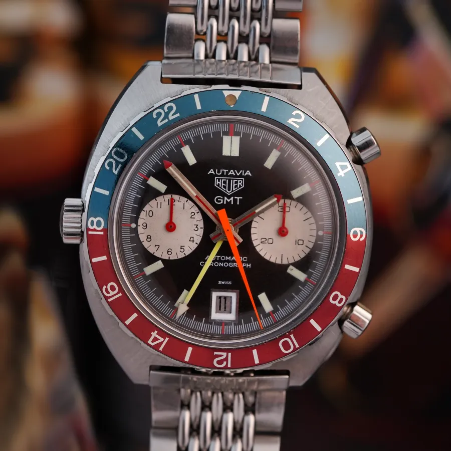 Heuer Autavia 1163 GMT Automatic MK2 - rotating 24 hour bezel