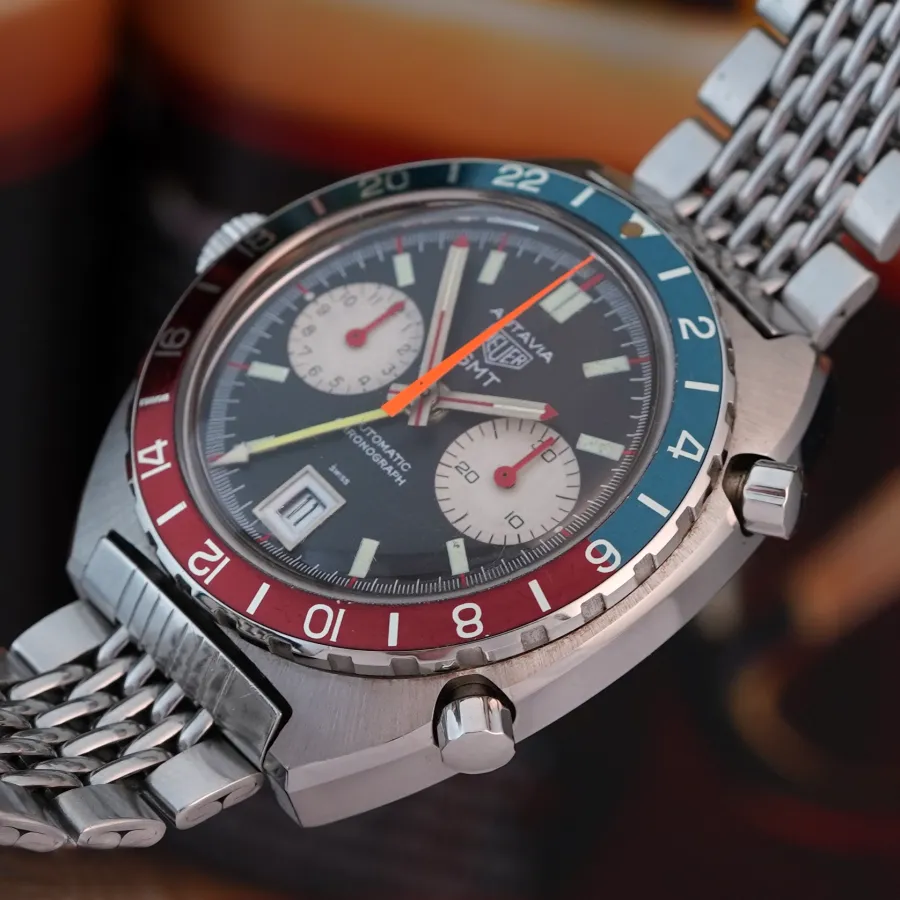 Heuer Autavia 1163 GMT Automatic MK2 - fluted chrono pushers