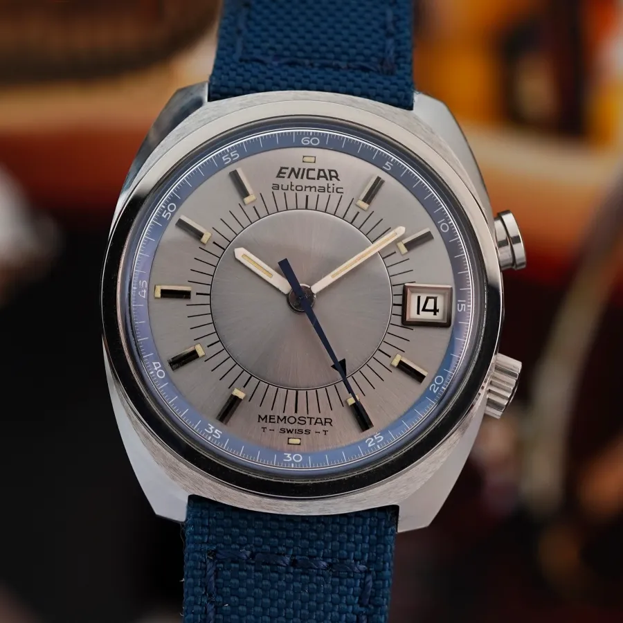 Enicar Memostar 298-01-01 Alarm - unusual vintage alarm watch from the 1960s