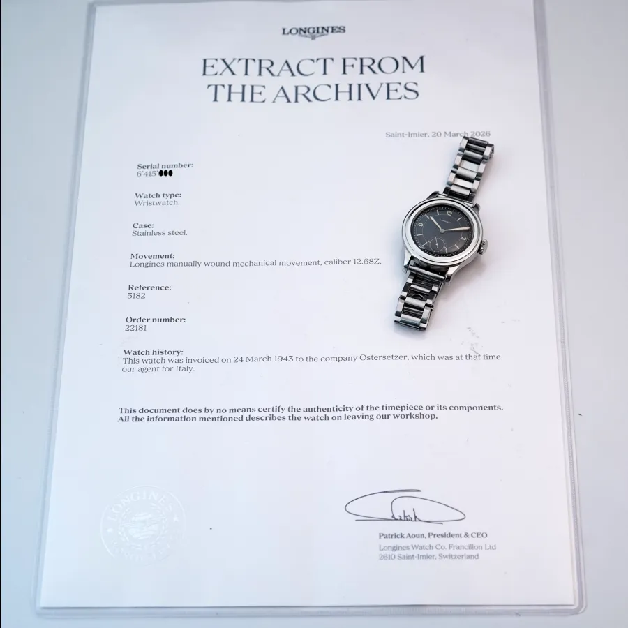Longines Tre Tacche 5182 Black Dial - Extract From the Archives