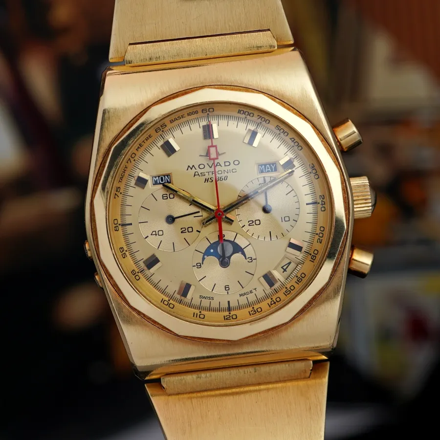 Movado Astronic HS360 30.0010.436 - 18k Gold - tonneau-shaped case in 18k (750) yellow gold