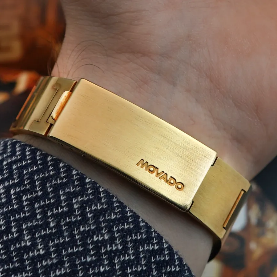 Movado Astronic HS360 30.0010.436 - 18k Gold - deep Movado engraving on the clasp
