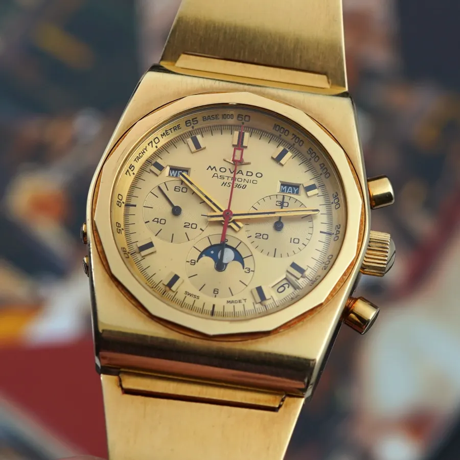 Movado Astronic HS360 30.0010.436 - 18k Gold - Chronograph, full calendar, moonphase, tachymeter scale