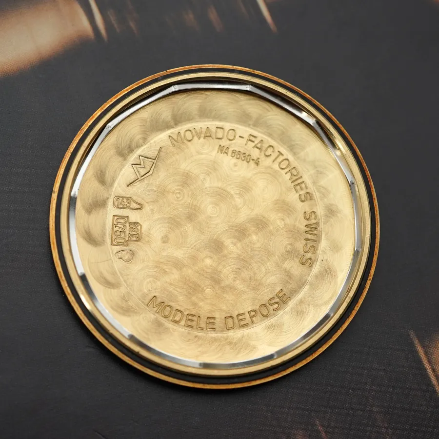 Movado Astronic HS360 30.0010.436 - 18k Gold - correct engravings including gold hallmarks inside the back