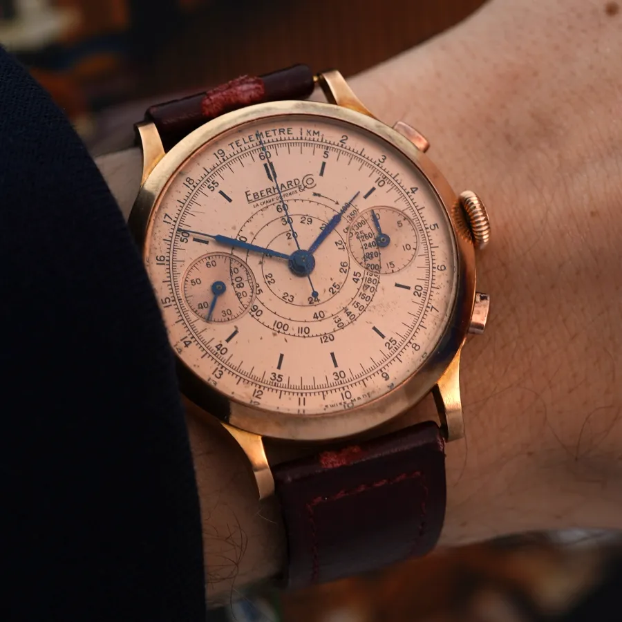Eberhard Pre Extra Fort Pink Gold Salmon Dial NOS - einzigartiges Sammlerstück