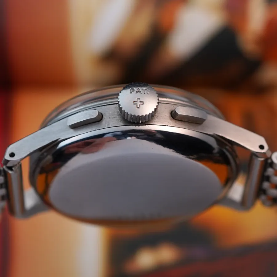 Breitling Duograph 762 Split Seconds Chronograph - rectangular pushers, original and rare PAT crown
