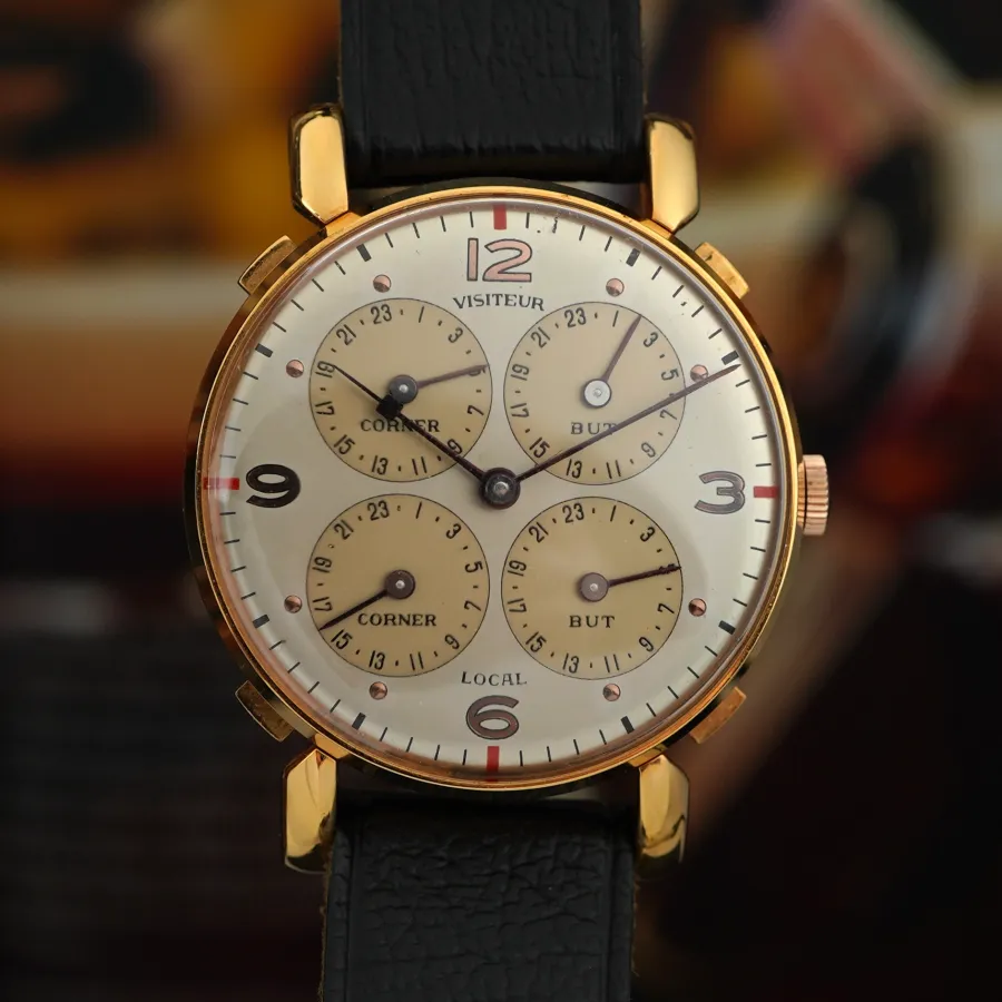 Fernand Surdez Players Compteur Soccer Watch - NOS - gold-plated 38 mm case